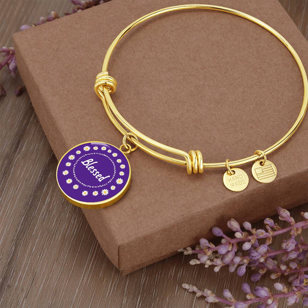 Blessed (Purple Daisy) Luxury Bangle Personalize Option