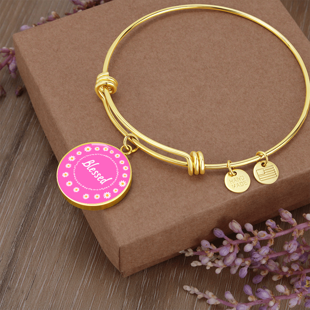 Blessed (Pink) Luxury Bangle Personalize Option