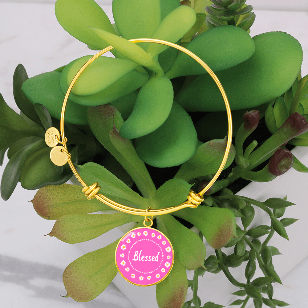 Blessed (Pink) Luxury Bangle Personalize Option
