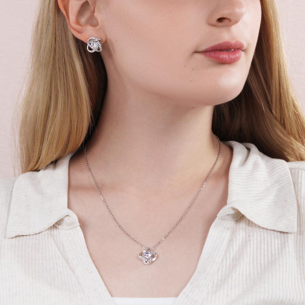 Graduation Gift For Her: Love Knot and Earring Set with Message Card