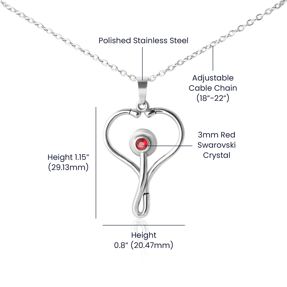 Happy Nurse's Week HeartScope Necklace with Message Card