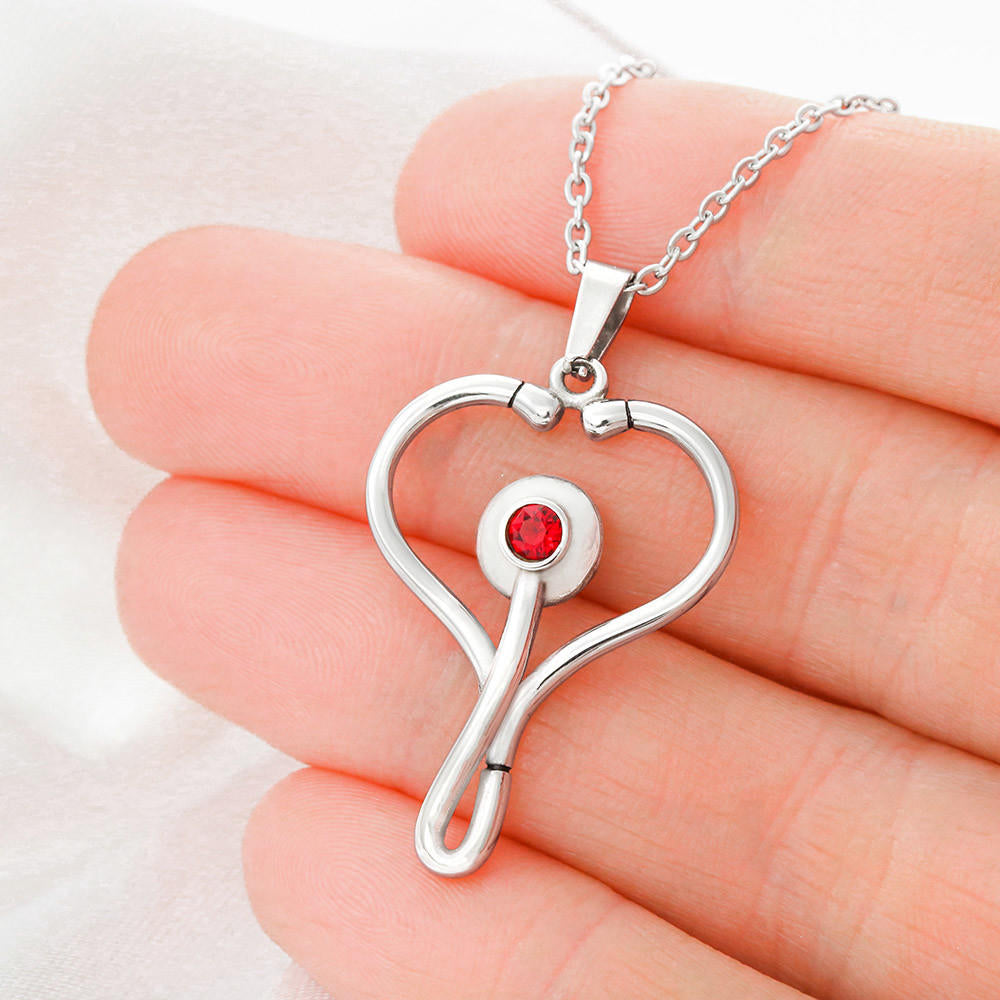 Happy Nurse's Week HeartScope Necklace with Message Card