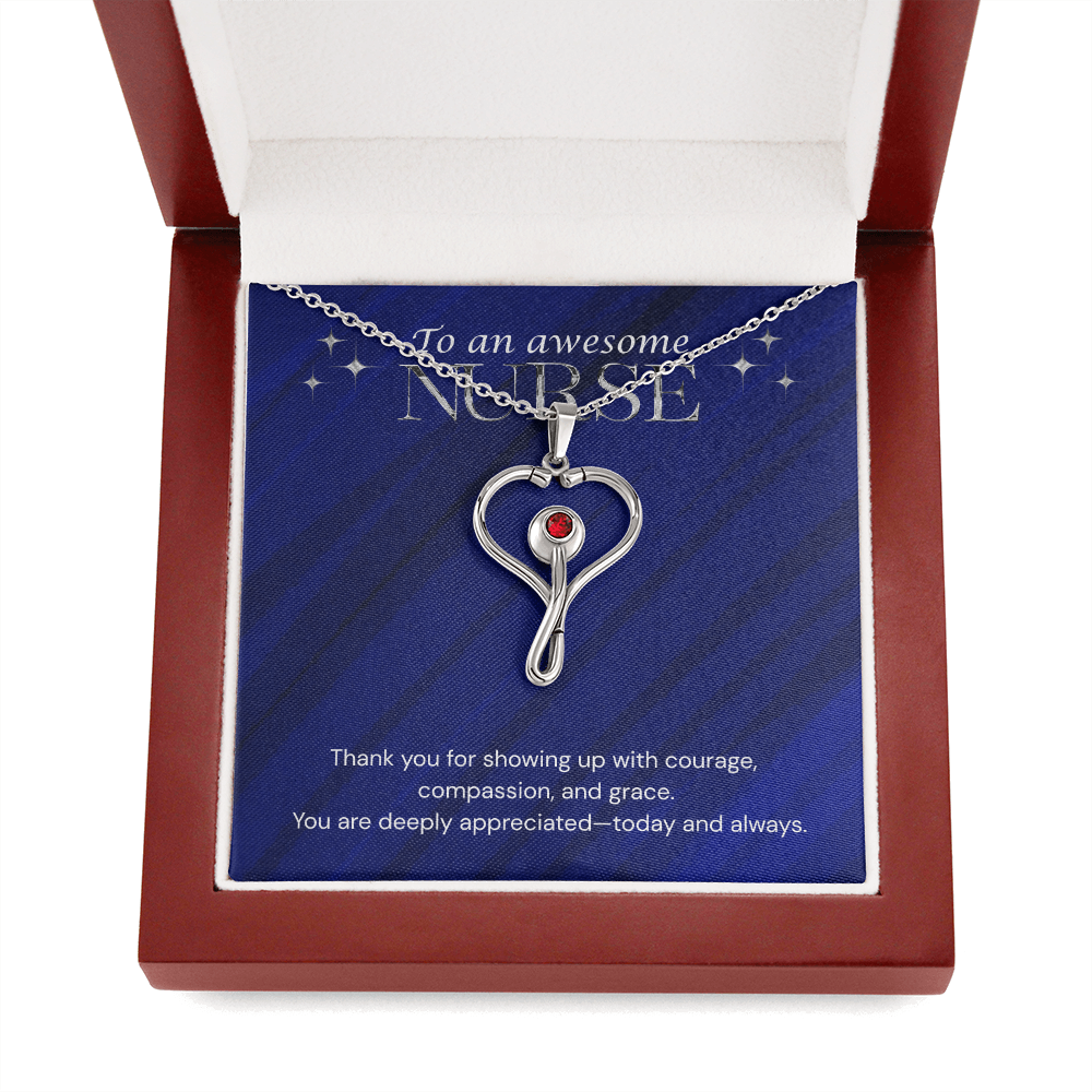 Happy Nurse's Week HeartScope Necklace with Message Card