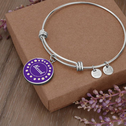 Blessed (Purple Daisy) Luxury Bangle Personalize Option
