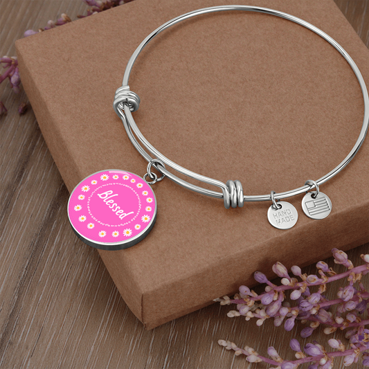 Blessed (Pink) Luxury Bangle Personalize Option