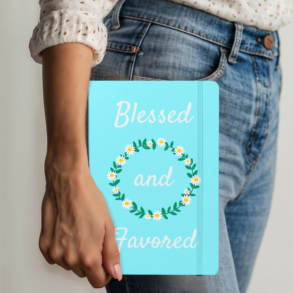 Blessed and Favored Bound Journal | Ice Blue |  Choose Your Ribbon Color