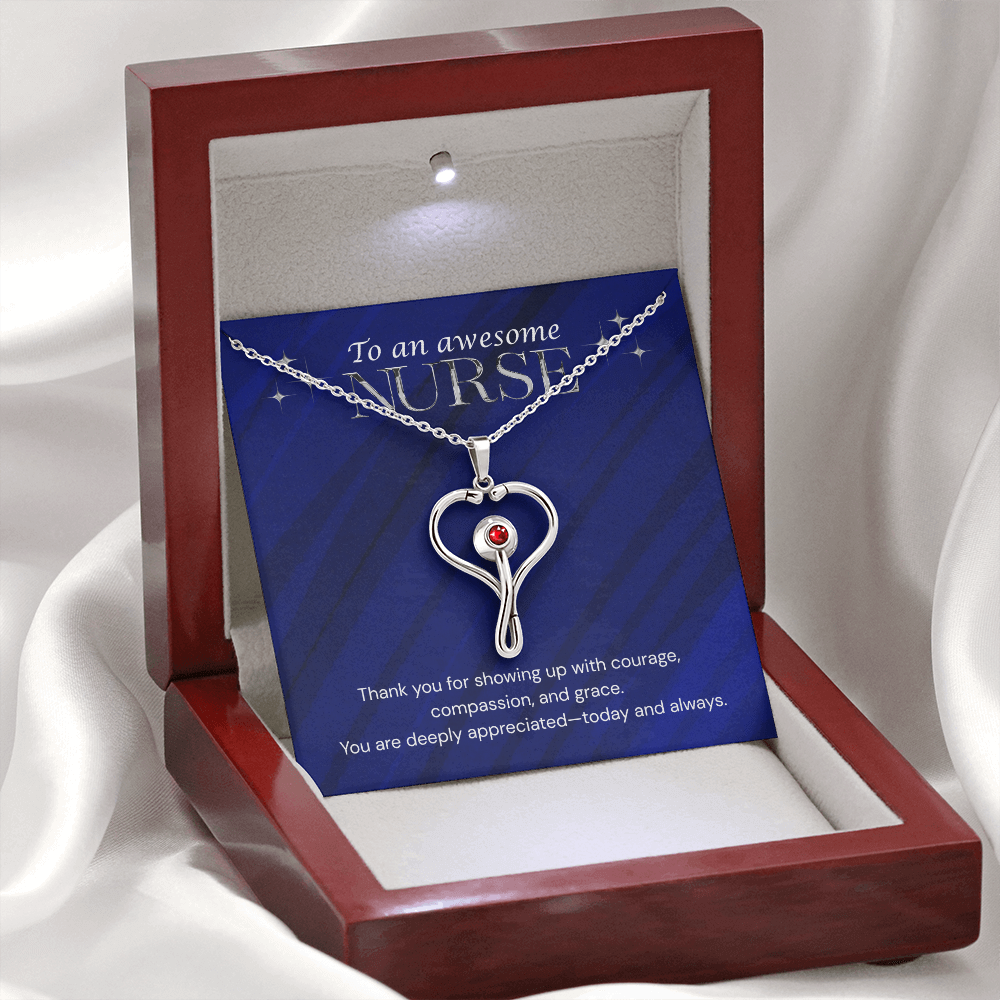 Happy Nurse's Week HeartScope Necklace with Message Card